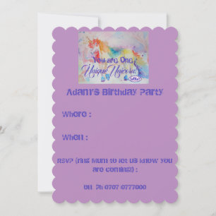 Vous Êtes Une Unicorne Unique ! Invitation d'anniv