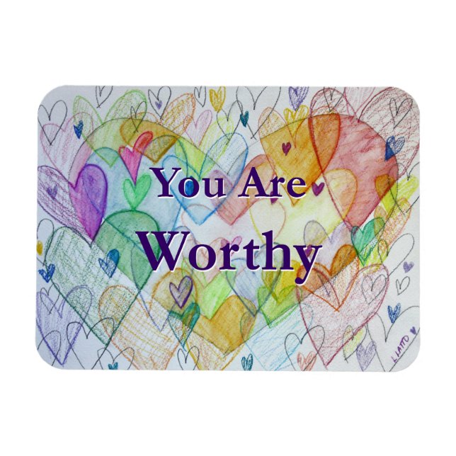 Vous Êtes Worthy Hearts Art Réfrigérateur Magnets (Horizontal)