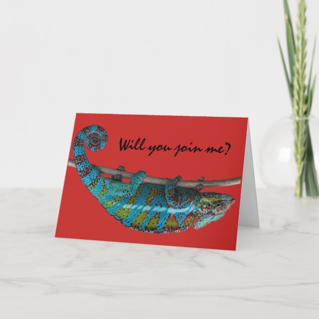 "Vous joindrez-vous à moi?" Carte de vœux lézard b (Devant)