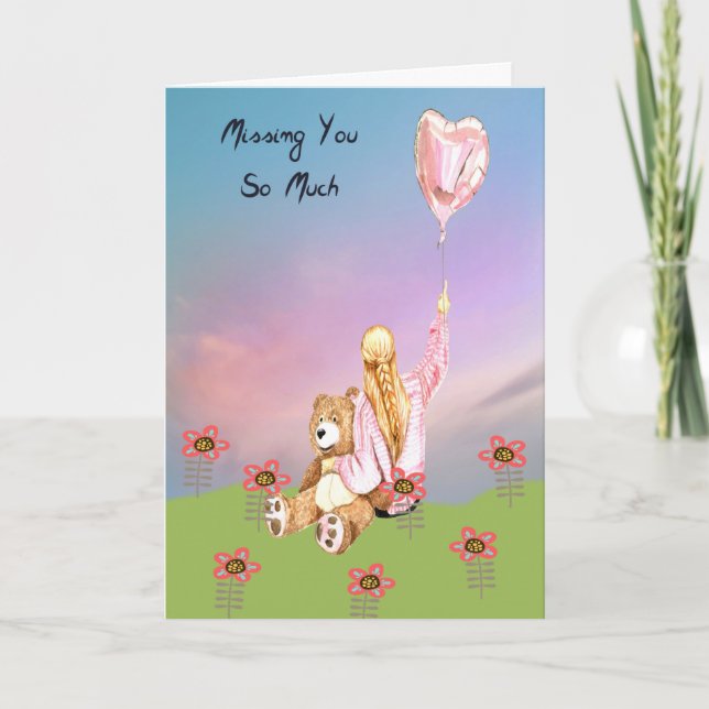 Vous Manquez Carte Romance Fille et ours fourré (Devant)