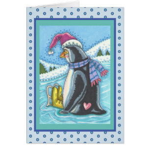 VOUS MANQUEZ LONELLEMENT PENGUIN HOLIDAY GREETING