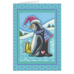 VOUS MANQUEZ LONELLEMENT PENGUIN HOLIDAY GREETING 