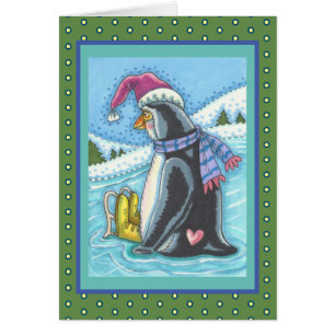 VOUS MANQUEZ LONELLEMENT PENGUIN HOLIDAY GREETING