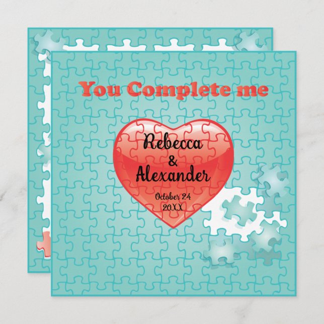 Vous me complétez jigsaw puzzle mariage invitation (Devant / Derrière)