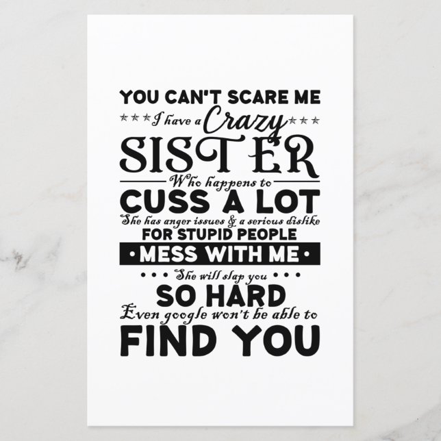 Vous Ne Pouvez Pas Me Faire Peur J'Ai Une Fou Soeu (Devant)