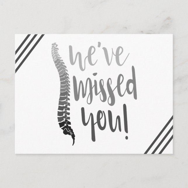 Vous nous avez manqué | carte postale chiropratiqu (Devant)