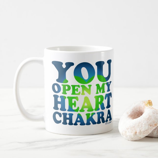 Vous Ouvrez Mon Coeur Chakra White Mug Cadeau Spir (Avec donut)