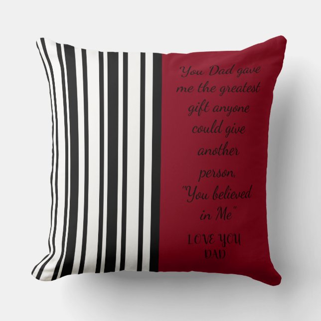 Vous Papa M'a Donné Coussin Rayé Rouge/Noir pour H (Recto)