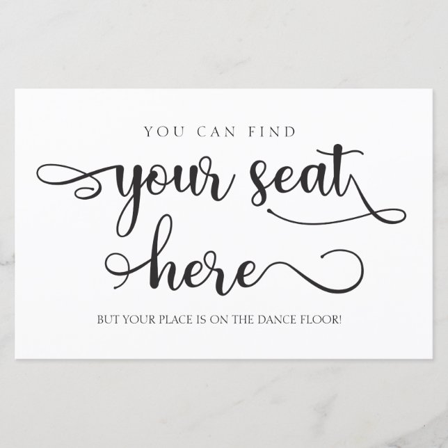 Vous trouverez votre siège ici Panneau Mariage noi (Devant)