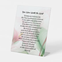 Vous valiez la peine d'attendre le piédestal signe