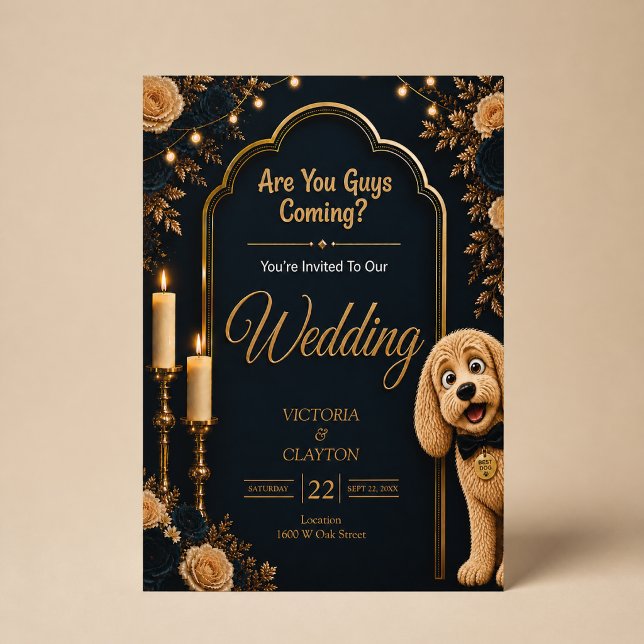 Vous venez ? Chien drôle Invitation de mariage ble (Créateur téléchargé)