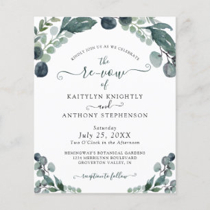 Vow Renewal Eucalyptus Green Budget Invitation