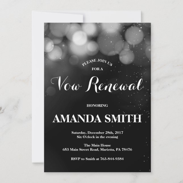 Vow Renewal Invitation Card Parties scintillant Ar (Devant)