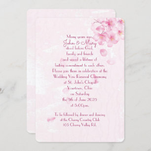 Vow Renouveau cerisier rose fleurs invitation