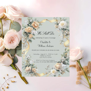 Vow renouveau sauge vert or invitation florale