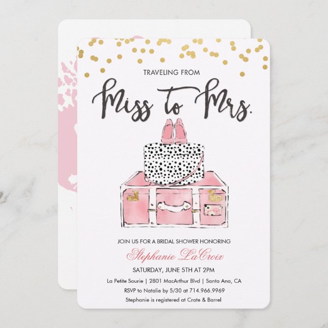 Voyage à thème Floral nuptiale Invitation (Devant / Derrière)