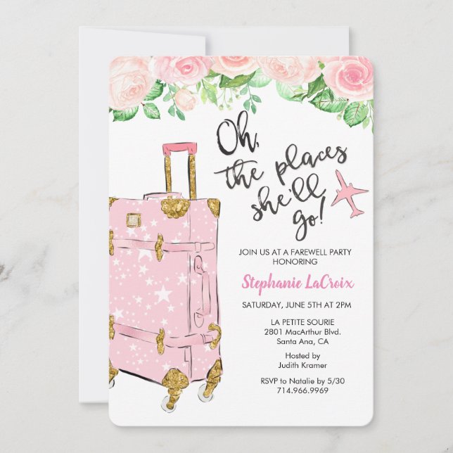 Voyage Adieu Thématique Départ Invitation de fête (Devant)