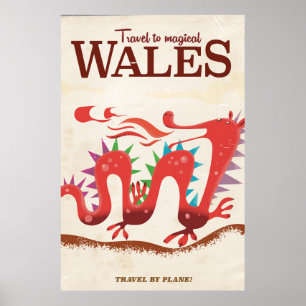 Voyage au pays de Galles magique affiche vintage