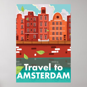 Voyage au poster vintage d'Amsterdam