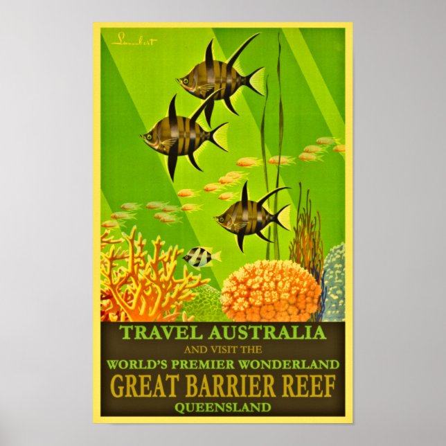 Voyage Australie Poster vintage-Grande barrière de (Devant)