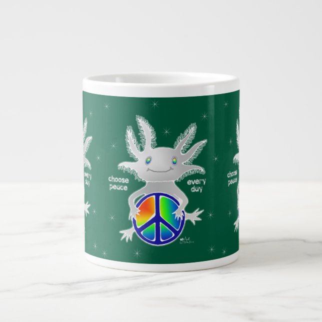 Voyage Axolotl avec signe de la paix Café Mug (Devant)