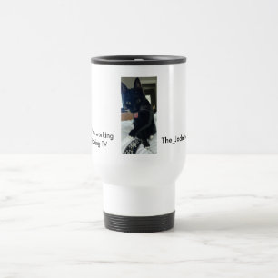 Voyage Chatte de mug avec langue à distance en blanc inox
