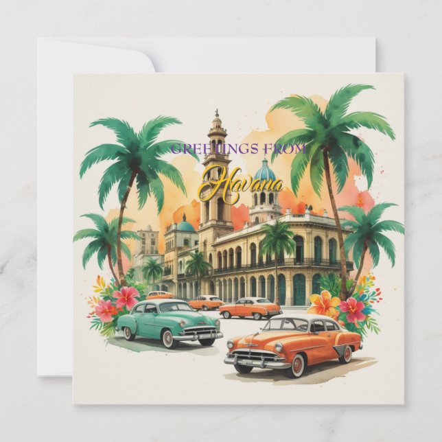 Voyage Cuba vintage - Salutations de La Havane (Devant)