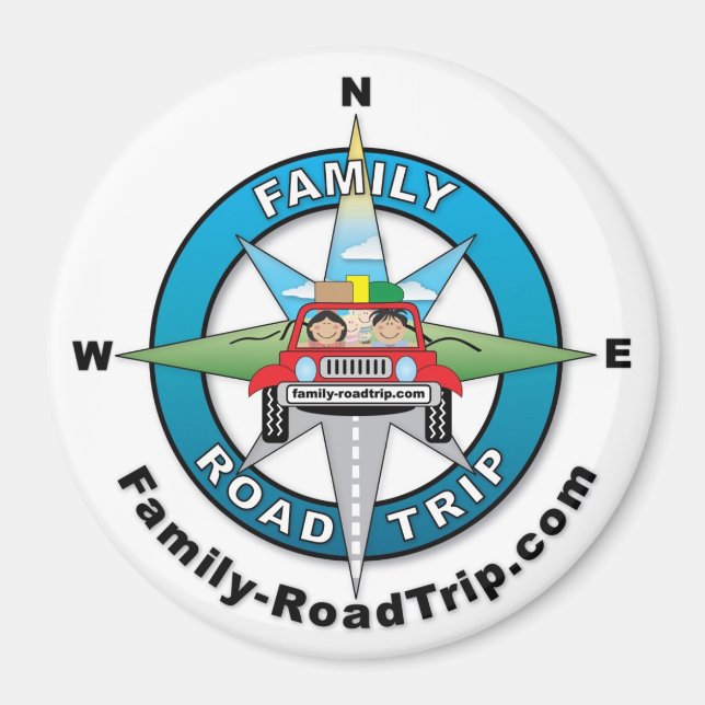 Voyage en famille Compas Rose Logo Magnet (Devant)