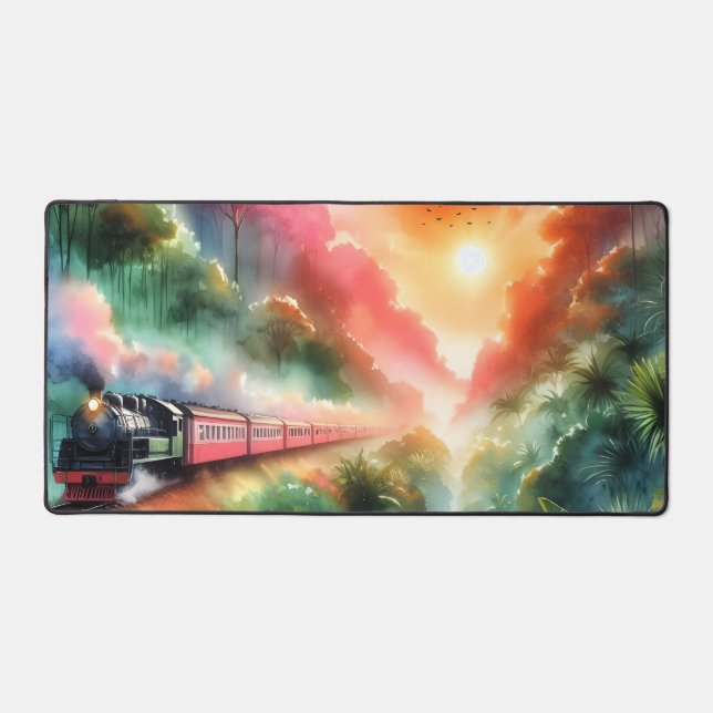 Voyage en train au coucher de soleil tropical à l' (Recto)