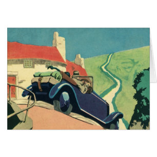 Voyage en voiture décapotable vintage à la campagn