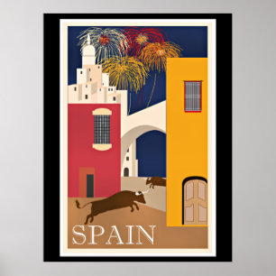 Voyage Espagne, affiche de voyage vintage