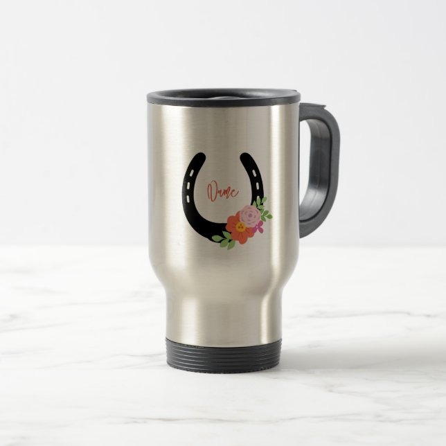 Voyage Fleurs de fer à cheval NOM Horse Barn Mug (Devant droit)