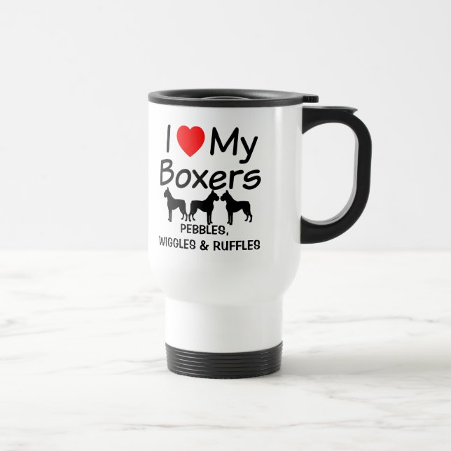 Voyage J'Aime Mes TROIS Chiens De Boxer Mug (Droite)