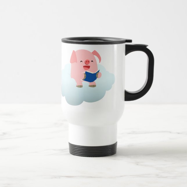 Voyage Lecteur de cochon de dessin mignon sur Mug Commute (Droite)