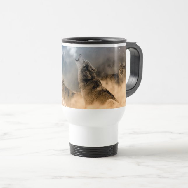 Voyage Loups de Yellowstone Travel Mug (Devant droit)
