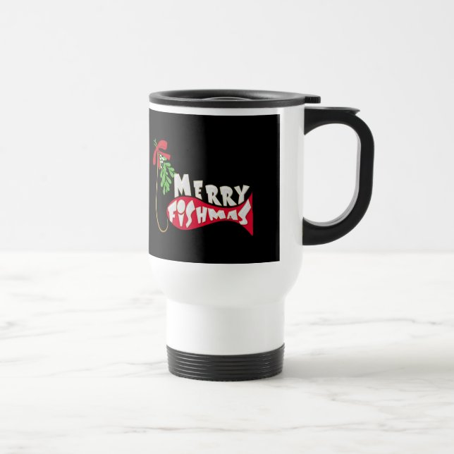 Voyage Merry Fishmas Drôle Pêche Mug de Noël (Droite)