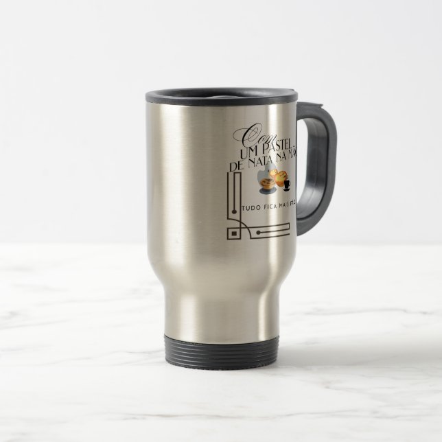 Voyage Mug avec Handle Com um pastel de nata (Devant droit)