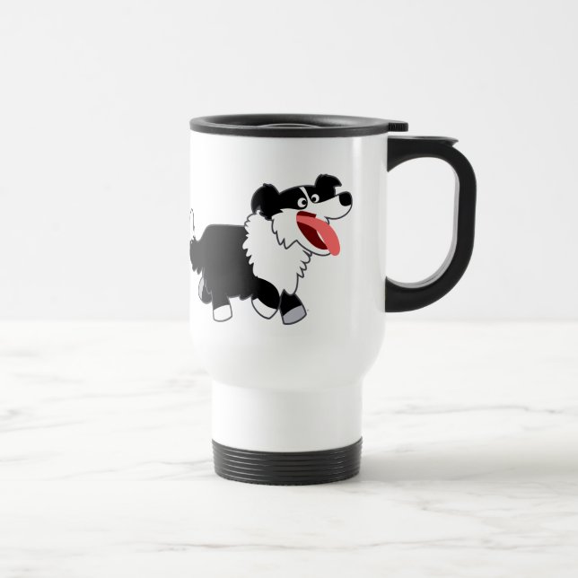 Voyage Mug Commuter Chien de Berger Collie Cartoon Mignon (Droite)