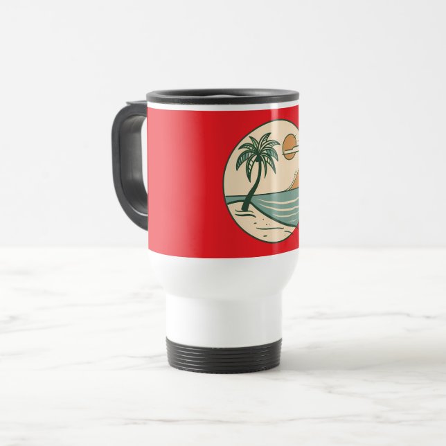 Voyage Mug de café couché de soleil sur la plage tropical (Devant gauche)