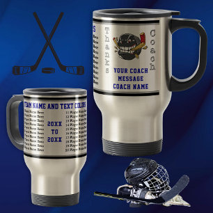 Voyage Mug entraîneur de hockey du nom de tous les joueur