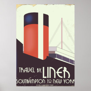 Voyage par paquebot - affiche de voyage vintage