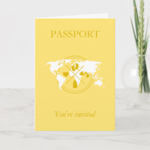 Voyage Passeport Jaune Garçon Baby Shower Carte du