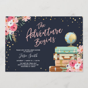 Voyage thème Baby shower invitation Aventure comme