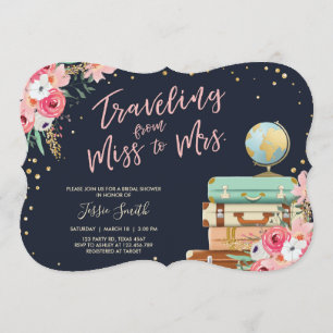 Voyage thème de la douche nuptiale invitation Mlle