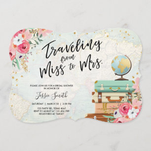 Voyage thème de la douche nuptiale invitation Mlle