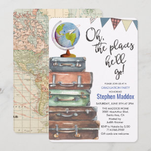 Voyage Thème Hommes Graduation Party Invitation