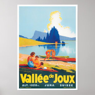 Voyage vintage Joux lake Suisse Poster