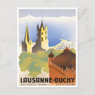 Voyage vintage Lausanne Ouchy Suisse Carte postale
