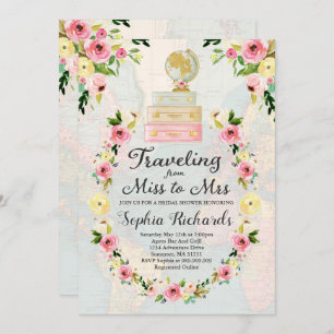 Voyager de Miss à Mme Fête de l'mariée Invitation