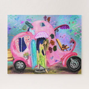 Voyager Fille Eléphant rose Motorhome Puzzle